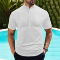 thumbnail image 2 of Qgtaibl Lightweight Henley Shirts for Men Short Sleeve Basic T-Shirt Solid Color Collared Button Down Pullover Summer Tee Tops White,L, 2 of 6