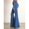 thumbnail image 3 of Women's High Waisted Flared Pants Ripped Knee Flared Women's Jeans, Casual And Fashionable Boyfriend Long Pants, 3 of 5