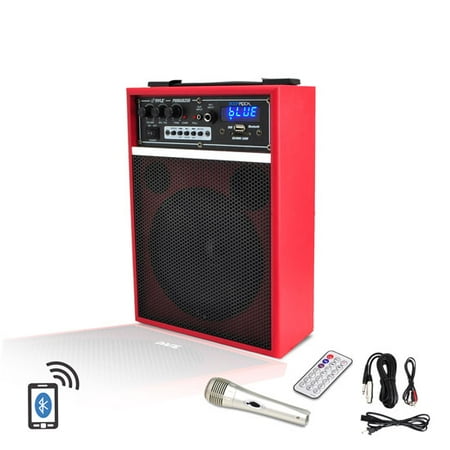 microphone speaker wired rechargeable bluetooth portable battery pa radio built system fm watt