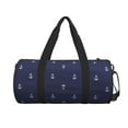 thumbnail image 3 of Rocae Anchor Heart Blue Print Round Travel Duffel Bag and Fitness Bag, Women's Waterproof Weekend Tote, Men's Travel and Fitness Essentials, 3 of 8
