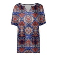 thumbnail image 5 of GEWSEY Womens Summer Tops Dressy Casual Button Notch V Neck T Shirts Short Sleeve Cotton Tee Blouse Tunic Petite Tshirt 2026 (Dark Blue, XXL), 5 of 5