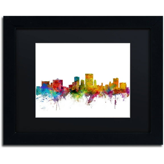Trademark Fine Art 'El Paso Texas Skyline' Canvas Art by Michael Tompsett, Black Matte, Black Frame