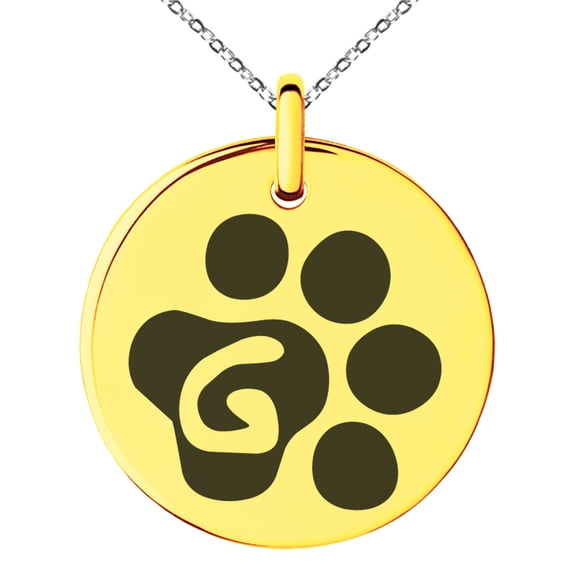 Stainless Steel Letter G Initial Cat Dog Paws Monogram Engraved Small Medallion Circle Charm Pendant Necklace