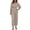 Beige, variant on YUGYXL 2 Piece Outfits for Women Elegant Ruched Tie Side Blouse Straight Pants Long Sleeve Business Casual Suits Dark Blue XXL
