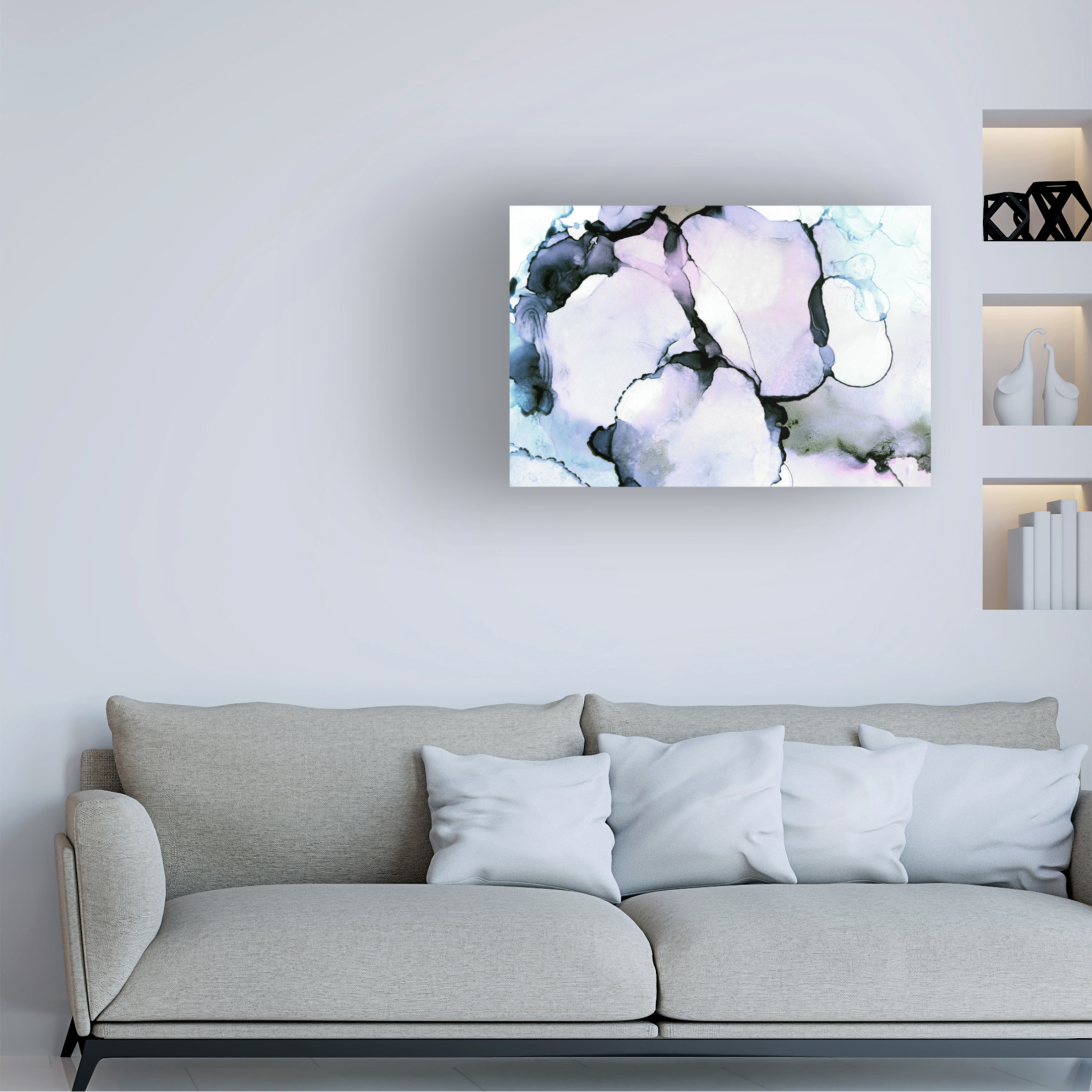 Canvas Wall Art - Tom Quartermaine 'Light Purple Alcohol Ink' Wall Art for Living Room, Bedroom, or Office Décor by Trademark Fine Art - 47 x 30 Inches