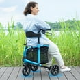 thumbnail image 2 of WalkMate 3 Wheel Rollator Walker for Slim Seniors, 8'' Wheels Lightweight Foldable Rollator Walker, Height Adjustable Handles and Large Storage Bag, Blue, 2 of 9