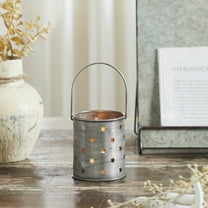 VHC Brands Patriotic Metal Votive Candle Holder w/ Punched Stars Zinc Iron 3.75x3.25x3.25, Independence Day Decor, Decorative Table Top Accent, Fourth of July Decorations, Black Zinc