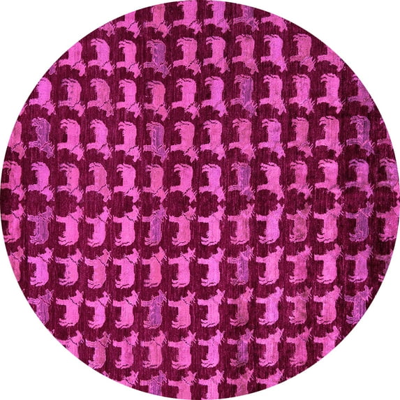 Ahgly Company Indoor Round Abstract Pink Modern Area Rugs, 8' Round