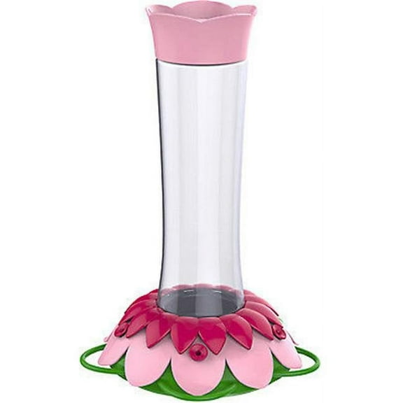 5 Port Glass Flower Hummingbird Feeder, Pink Fuchsia