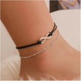 thumbnail image 1 of Bohemia Layered Black Leather Anklet Infinity Knot Charm Pendant Foot Chain Boho Beach Foot Jewelry for Women and Girls, 1 of 4