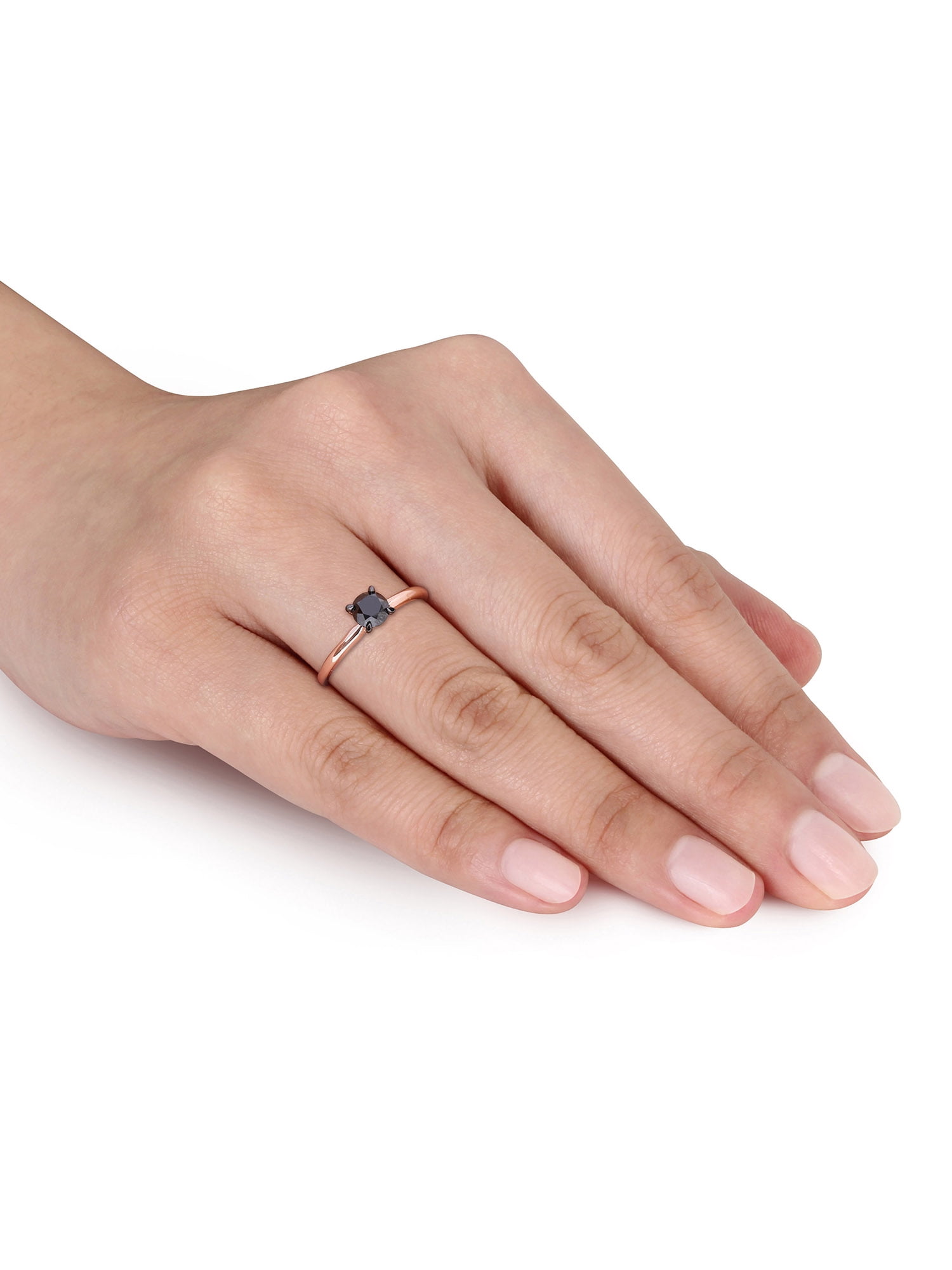 3/4 Carat T.W. Black Diamond 14kt Rose Gold Solitaire Engagement Ring