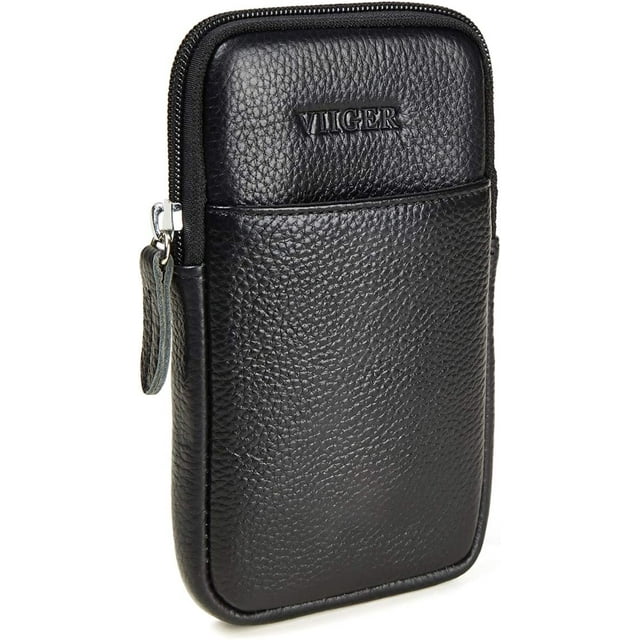 VIIGER Vertical Leather Cell Phone Pouch iPhone 11 Pro Max Belt Case Smartphone Belt Loop Pouch Bag Phone Belt