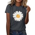 thumbnail image 2 of Baqcunre Shirts for Women, Women Sunflower Summer T Shirt Plus Size Loose Blouse Tops Girl Short Sleeve Graphic Casual Tees, T Shirts for Women, Workout Shirts Women Dark Gray 2XL （Clearance）, 2 of 5