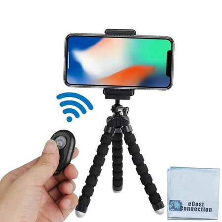 Acuvar 6.5" Flexible Tripod with Universal Mount for All iPhones, Samsung phones and Many Other Smartphones with Bluetooth Remote Shutter