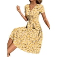 thumbnail image 3 of TEMOFON Summer Dresses for Women Button Floral Midi Sundress Short Sleeve V Neck Casual Polka Dot Dress 2XL, 3 of 9