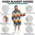 thumbnail image 5 of Wearable Oversized Blanket,Orange Geometric Pattern Wearable Blanket Hoodie for Adults,Cozy Hooded Blankets with Super Pockets,Super Warm Fuzzy Pullover for Women & Men, 5 of 6