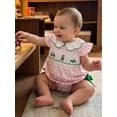 thumbnail image 4 of BemeyourBBs Newborn Baby Girl Golf Outfit Smocked Bubble Romper Ruffle Short Sleeve Plaid Print Bodysuit Playsuit with Bow Cute Infant Girls Summer Clothes, 4 of 9