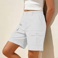 thumbnail image 7 of Bloomae Bermuda Shorts for Women Cargo Summer Casual Elastic High Waisted Short Pants Outdoor Beach Vacation Clothes with Multi-Pockets White M, 7 of 7