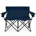 thumbnail image 6 of Biotree 2-Person Folding Outdoor Loveseat Camp Chair with Cup Holders for Camping Beach Picnic, Blue, 6 of 11