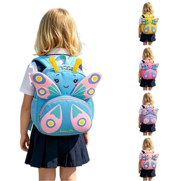 GobdXE Back To School Unisex Student 3D Butterfly Cartoon Mini Backpack Dual Zipper Pocket Lightweight Daypack Size:One Size