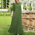 thumbnail image 2 of Edvintorg Dress Woman Fall 2025 Women's Fashion Solid Stand-Up Collar Pocket Button Long Maxi Dresses Casual Loose Plus Size Dress Female, 2 of 6