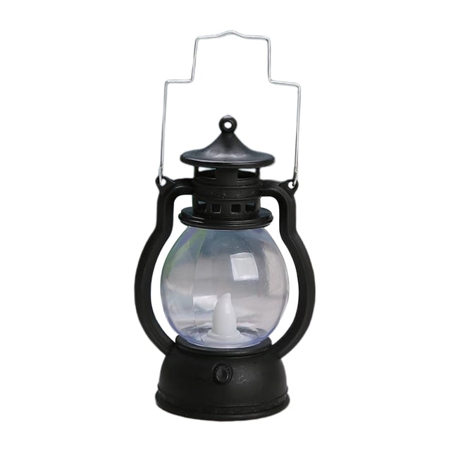 Rustic Lantern Antique Desk LED Oil Lamp Pathway Light for Bar Black