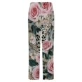 thumbnail image 6 of Roses Leopard Print Floral Winter Female Pants Flannel High Waist Women Pants Lady Warm Straight Leg Plush Trousers, 6 of 7