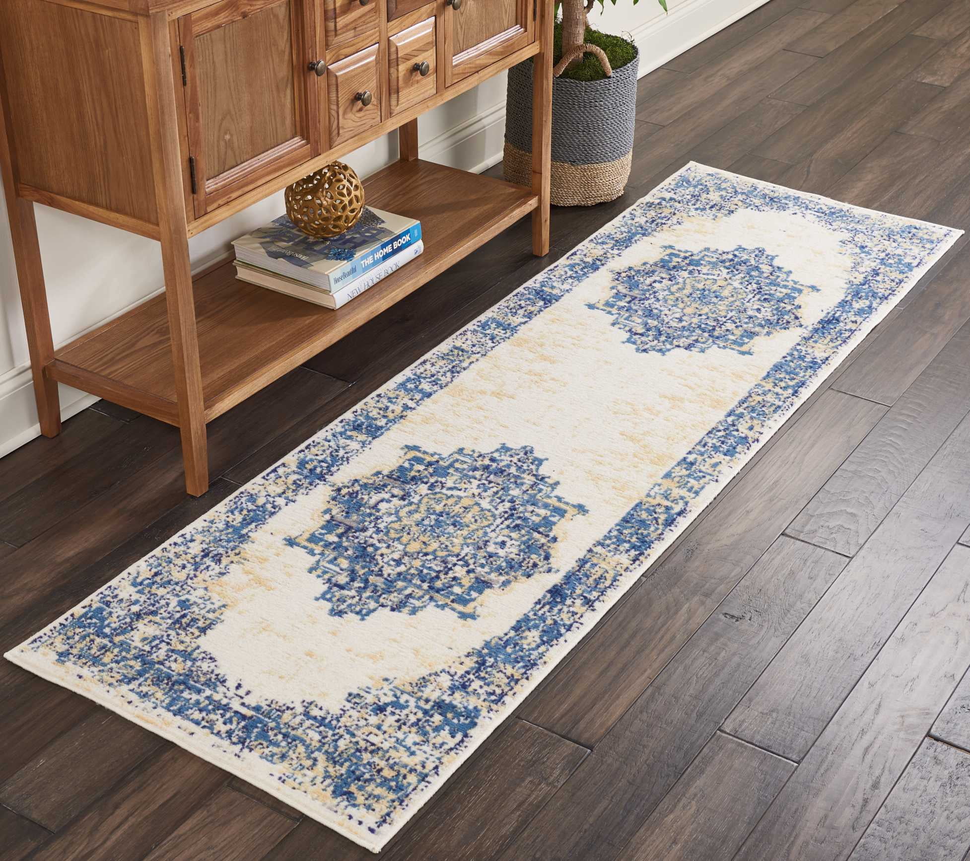 Desert Fields Eclectic Essentials White Center Medallion Persian Area Rug