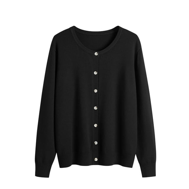 Yuyuzo Cardigan for Women Crew Neck Long Sleeve Button down Blouses Lightweight Soft Classic Shirts