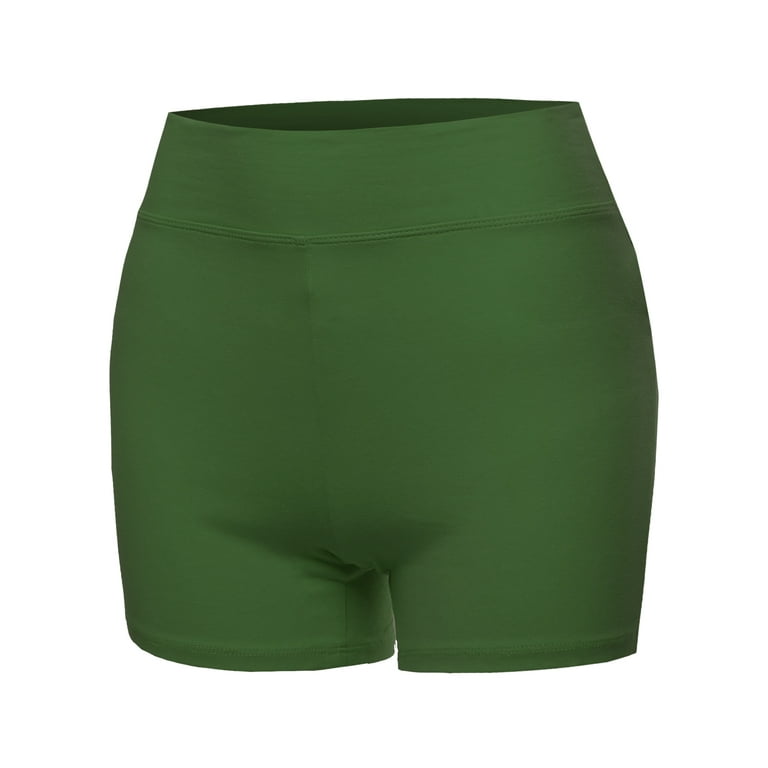 A2Y Women s Basic Solid Premium Cotton High Rise Bike Shorts Army