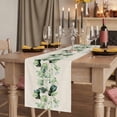 thumbnail image 2 of Green Eucalyptus Leaves 90 Inch Table Runner, Farmhouse Rustic Botanical Burlap Farmhouse Dresser Scarf Cotton & Linen Tablerunner for Dining/Kitchen Island/Holiday Party Décor 13" x 90", 2 of 9
