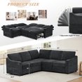 thumbnail image 6 of ACMEASE 84 Inches Chenille Sectional Couch w/Adjustable Backrests, Convertible L-Shape Sleeper Sofa w/USB Ports, Modular Corner Sofa w/Pull-Out Bed & Storage Space for Living Room, Black, 6 of 7