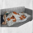 thumbnail image 6 of Fox Soft Flannel Fleece Blanket, Cartoon Foxes in Modern Style Sitting and Sleeping on White Background Print, Cozy Plush for Indoor and Outdoor Use, 50" x 60", Beige Orange Indigo, by Ambesonne, 6 of 6