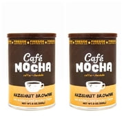 Fireside Coffee Company - Cafe Mocha Hazelnut Brownie - Two Pack - Hot Mocha - Iced Mocha - Frappe - Two 8 oz Canisters