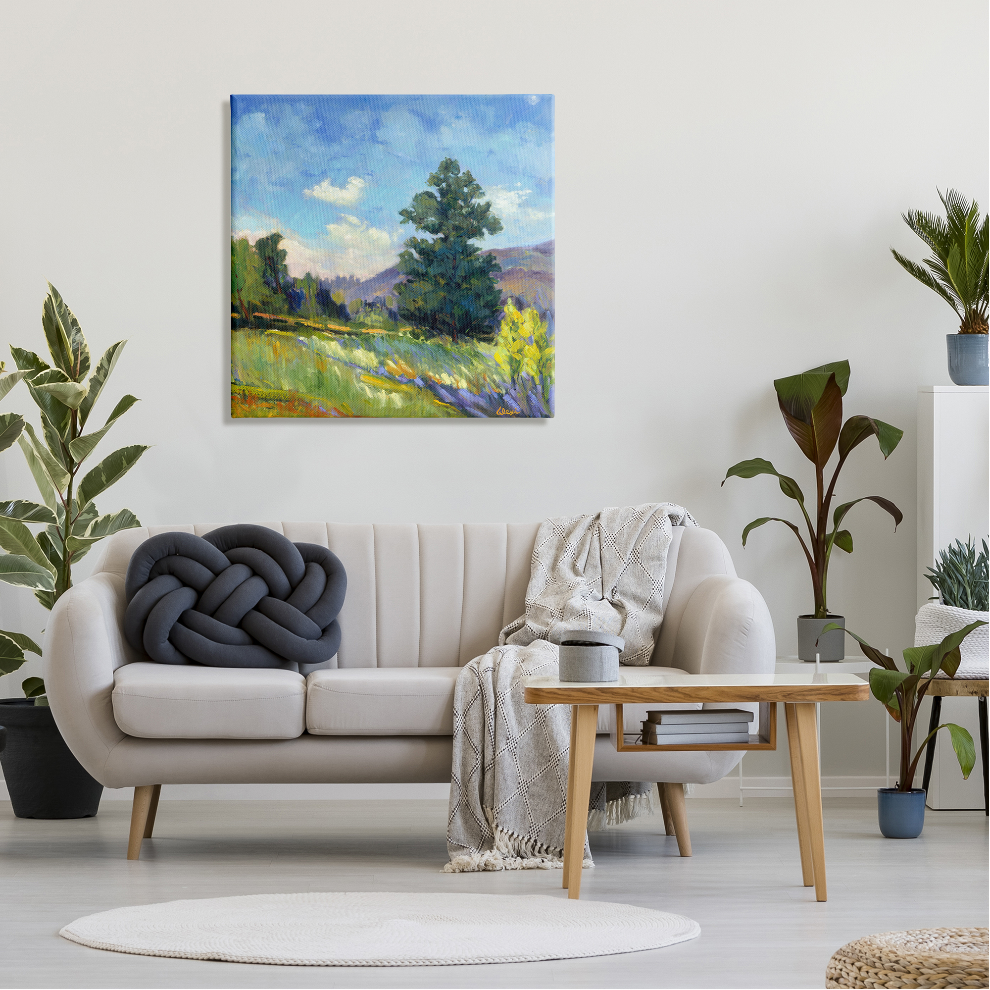 Stupell Industries Rural Nature Painting Landscape Painting Gallery Wrapped Canvas Art Print Wall Art, 30 x 30