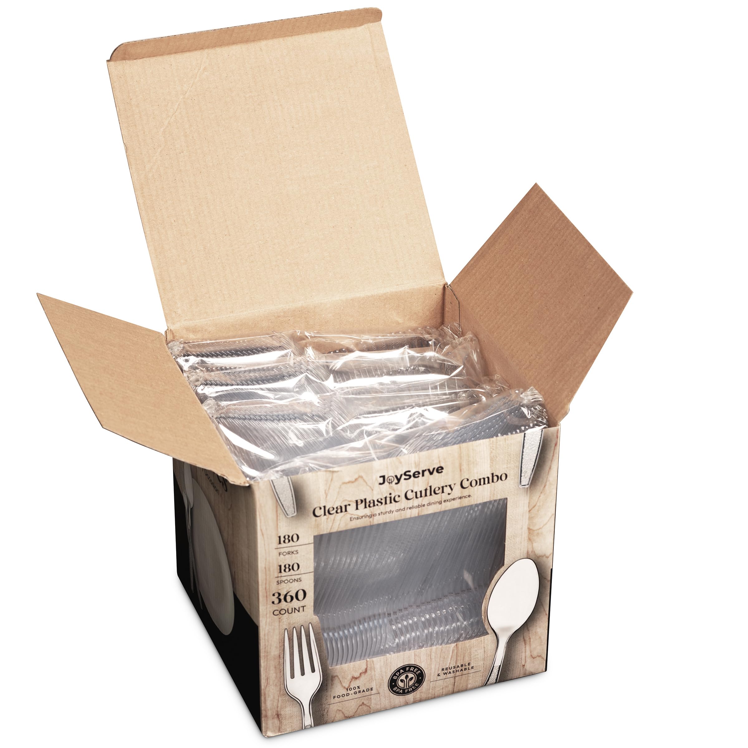 JoyServe Clear Plastic Cutlery Set, Bulk 1440 Count photo 8