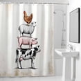 thumbnail image 2 of Farm Animals Shower Curtain, Cow Pig Chickens Country White Brown Distressed Waterproof Shower Curtain Set with 12 Hooks Lightweight Bath Curtains Fabric Bathroom Decor 72x72 Inches, 2 of 9