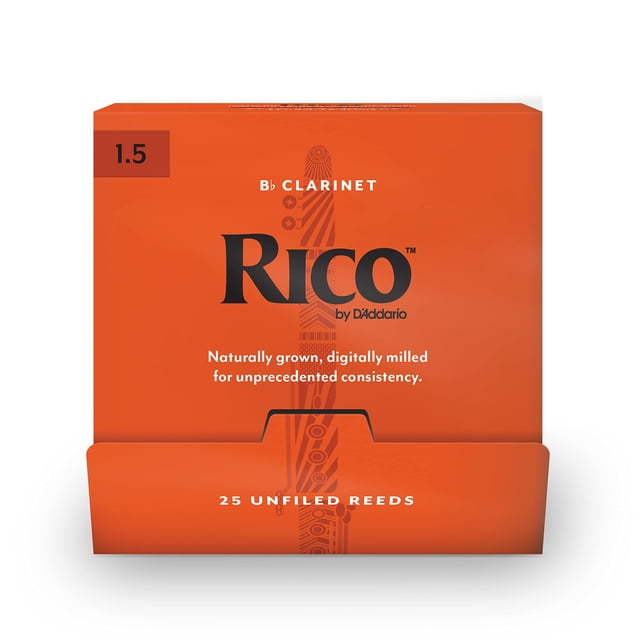 Cañas para clarinete D'Addario Woodwinds Rico Bb Strength 1.5, paquete de 25