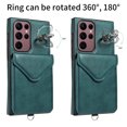 thumbnail image 3 of Galaxy S22 Ultra Case with Ring Holder Stand, Allytech Classic PU Leather Back Cover with Cards Holder Shockproof Detachable Shoulder Strap Wallet Case for Samsung Galaxy S22 Ultra - Green, 3 of 14