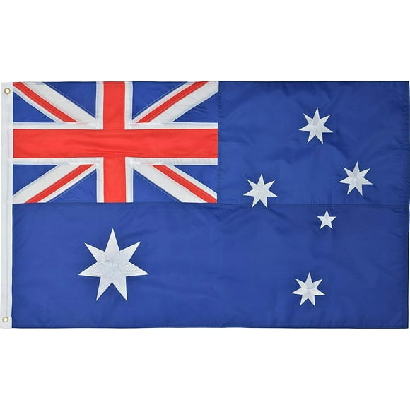 Drapeau de l'Australie 3 Pieds x 5 Pieds Pi 210D Nylon de Qualité Supérieure Extérieur Brodé Drapeau Australien Aussie