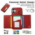 thumbnail image 6 of for iPhone 16 Plus Wallet Case with Card Holders for Women Girls, Crossbody Strap Zipper PU Leather Case with Finger Ring Protective Kickstand Designed for iPhone 16 Plus, Red, 6 of 10