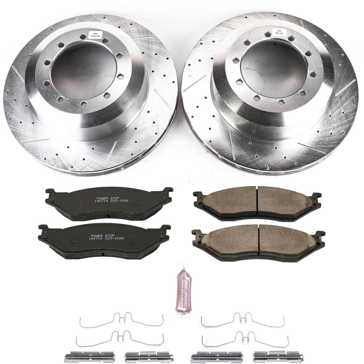 PowerStop Front/Rear Z23 Evolution Sport Carbon-Fiber Ceramic Brake Pad and Drilled & Slotted Rotor Kit Fits: FORD Select Models K8179