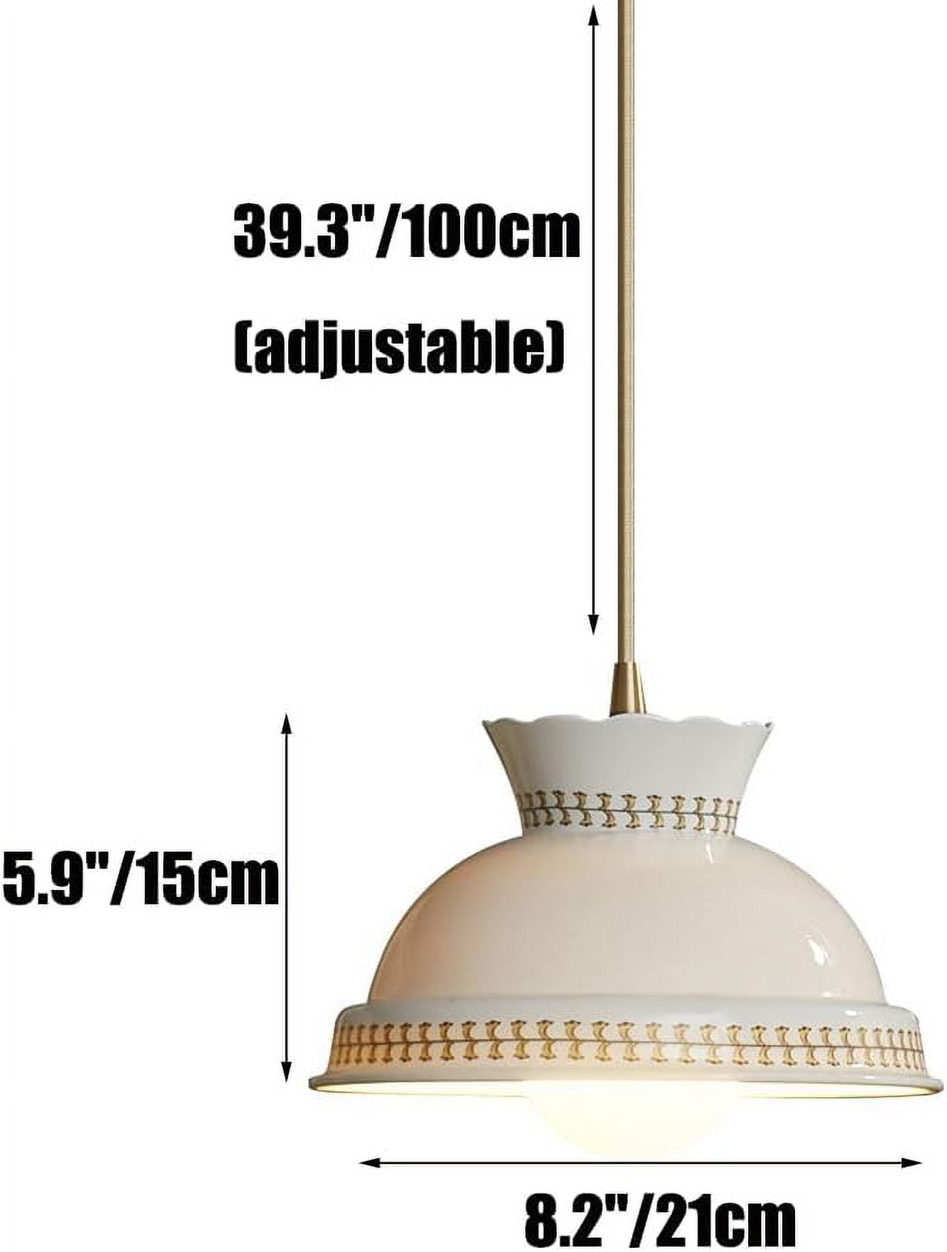 Japanese Style Ceramic Pendant Light for Kitchen Island, White Modern Farmhouse Pendant Lighting, Nordic Simple Pendant Lamp, Retro Rustic Pendant Light Fixture for Dining Room Bar Over Sink Table