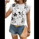 thumbnail image 1 of Blusas de Encaje con Estampado Floral para Mujer, Cuello Redondo, Mangas , Estilo Bohemio, Blancas, S, 1 of 9