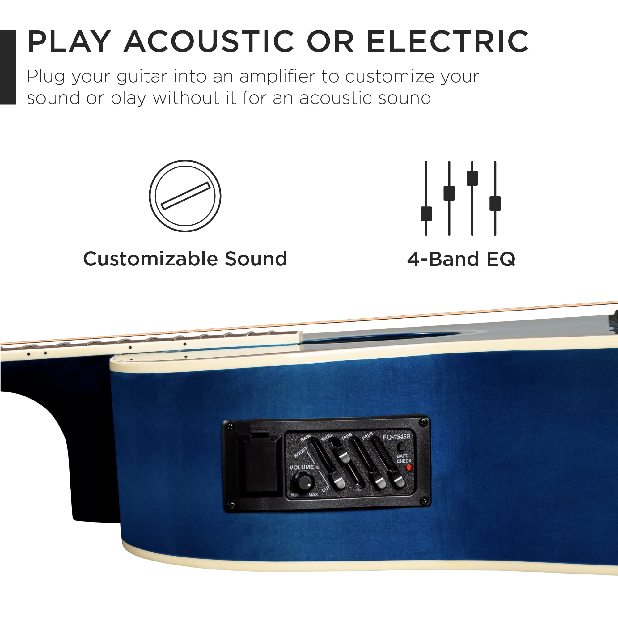 Best Choice Products Beginner Acoustic Electric Guitar Starter Set 41in w/ All Wood Cutaway Design, Case - Blue