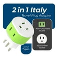 thumbnail image 3 of OREI Italy, Uruguay Power Plug Adapter with 2 USA Inputs - Travel 3 Pack - Type L (US-12A), 3 of 11