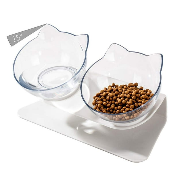 Tazones elevados para gatos, juego de tazones para comida y agua para gatos, tazones elevados para gatos con inclinación de 15°, plato antivómitos para gatos, comederos para mascotas