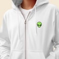 thumbnail image 5 of Dalix Alien Embroidered Zip Hoodie Fleece Long Sleeve Pocket Warm Soft Mens in White 3XL XXX-Large, 5 of 5