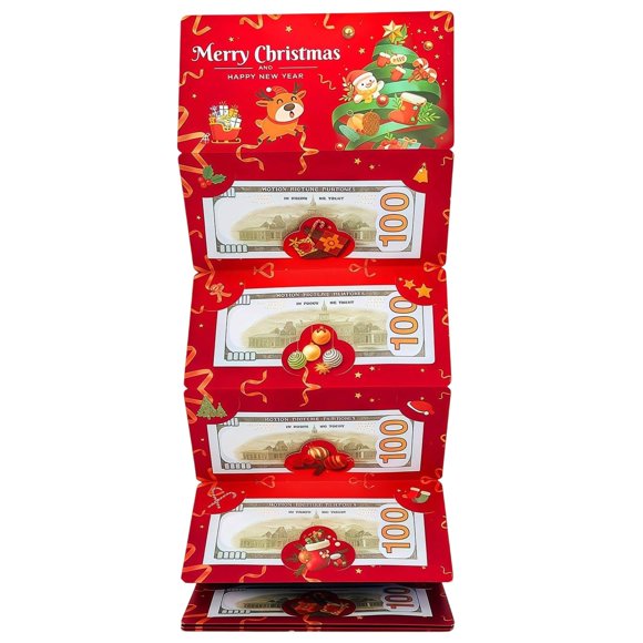 Hucha navideña con sobre rojo | Porta tarjetas de regalo con 6 ranuras | Sobre rojo navideño de cartón resistente con lazo | Organizador portátil de regalos sorpresa para fiestas navideñas,