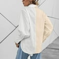 thumbnail image 4 of PENGXIANG Womens Button Down Shirts Long Sleeve V Neck Color Block Casual Plain Blouses Tops, 4 of 7